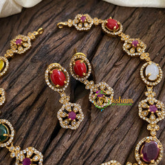 Fancy AD Stone Designer Neckpiece -Navrathna-Multicolor-G048