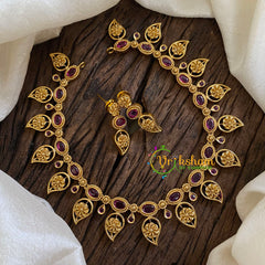 Elegant Simple Maanga Short Neckpiece-Red-G011