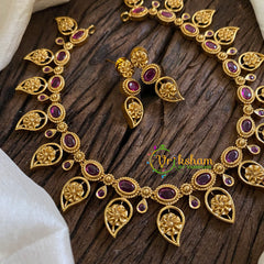 Elegant Simple Maanga Short Neckpiece-Red-G011