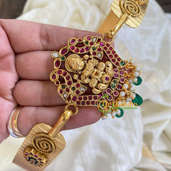 AD Stone Lakshmi Pendant Plain Hipbelt-Green Bead-G5841