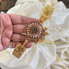 AD Stone Floral Pendant Plain Hipbelt-Ghungroo-G5843