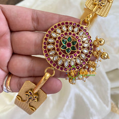 AD Stone Floral Pendant Plain Hipbelt-Ghungroo-G5843