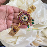 AD Stone Floral Pendant Plain Hipbelt-Green Bead-G5845