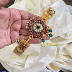 AD Stone Floral Pendant Plain Hipbelt-Green Bead-G5845