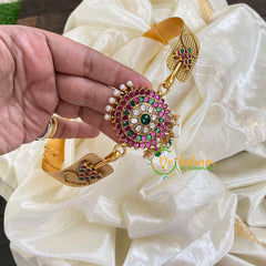 AD Stone Floral Pendant Plain Hipbelt-Green Bead-G5845