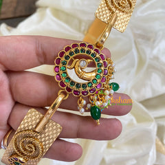 AD Stone Peacock Pendant Plain Hipbelt-Green Bead-G5847