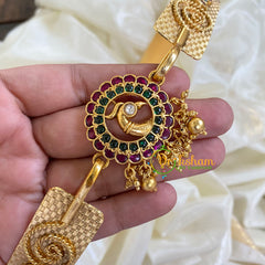 AD Stone Peacock Pendant Plain Hipbelt-Ghungroo-G5848