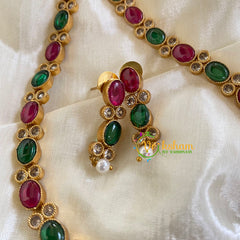 Gold look alike simple choker - Red Green-G5966