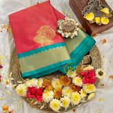 Pink with Turquoise Vairaoosi Silk Saree-VS79