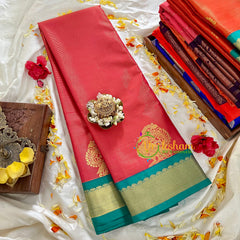 Pink with Turquoise Vairaoosi Silk Saree-VS79