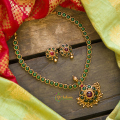 Traditional Kemp Adigai - Green-Red-G641