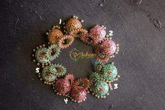 Meenakari hand painted Jhumkas – Set 2-G622
