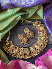 Unique Premium Temple Choker - Lakshmi -Multicolor -G908
