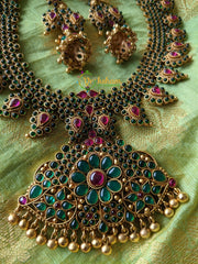 Traditional Precious Kemp Short Neckpiece -Green,Red -G919