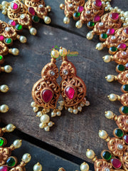 Exquisite Kundan Temple Neckpiece -Lakshmi -Maanga -G905
