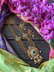 AD Stone Pendant Haram with Jhumkas -G1048