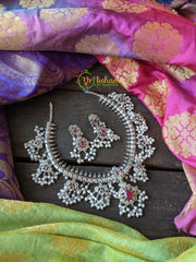 Silver Look Alike Guttapusalu -Red and White -S217