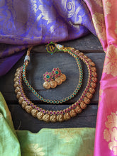 Kemp and Lakshmi Coin Short Neckpiece -Red Green -G1251