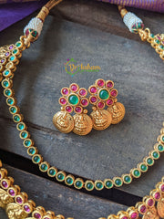 Kemp and Lakshmi Coin Short Neckpiece -Red Green -G1251