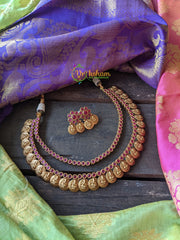 Red Kemp and Lakshmi Kaasu Short Neckpiece -G1250