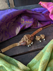 AD Stone Lakshmi Pendant High Neck Choker -G1252