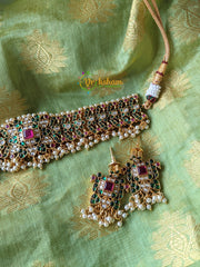 Premium Kemp High Neck Choker -Green -G1130