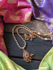 AD Stone Traditional Addigai with Pink Pendant -G1238