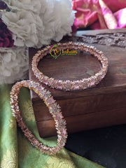 Rose Gold AD Stone Bangle -Flower -G1210