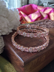 Rose Gold AD Stone Bangle -Flower -G1210