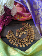 Layer Lakshmi Coin Premium Choker -Red Green -G1673