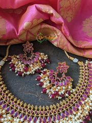 Red Kemp Choker with earrings and Tikka -G1520