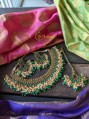 Green Kemp Choker with earrings and Tikka -G1519