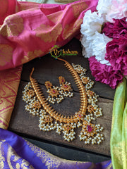 Traditional Guttapusalu Neckpiece -Red and White -G1720