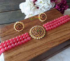 Traditional Kemp High Neck Choker -Pink -G1340