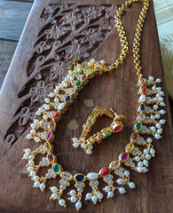 Navarathna AD Stone Neckpiece with Pearls -G1379