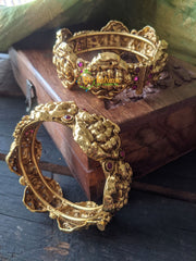 Antique Temple Bangles -Lakshmi Openable Screw Type Bangles -Red -G1420