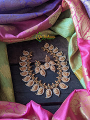 American Diamond Maanga/Mango Short Neckpiece -White Green -G1451