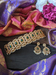 American Diamond High Neck Choker -Green -G1679