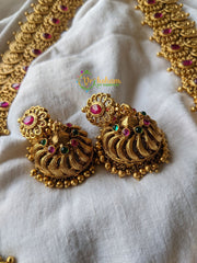 Lakshmi coin and Pendant Haram -Ghungroo -Red Green -G1466