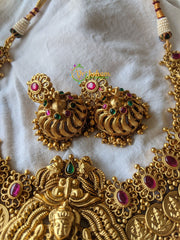 Lakshmi coin and Pendant Haram -Ghungroo -Red Green -G1466