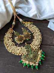 Kemp Pendant Cluster Pearl Choker -Green -G1481