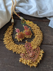 Kemp Pendant Cluster Ghungroo Choker -Red -G1477