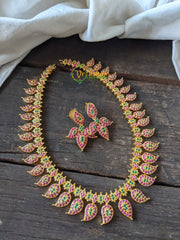 American Diamond Maanga Short Neckpiece -Red Green -1447