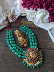 Agate Beaded Lakshmi Pendant Neckpiece -G1494
