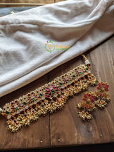 Guttapusalu Choker -Gold Look Alike Kemp and Kundan Choker-Red White -G1550