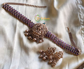 Premium Kemp Lakshmi High Neck Choker -Temple Choker -Red -G1538