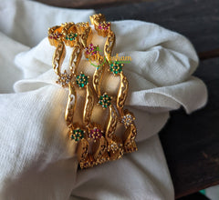 AD Stone Festive Bangles - Pink Green and White -G1841