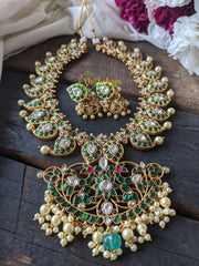 Precious Jadau Kundan Maanga Neckpiece -Green -J028