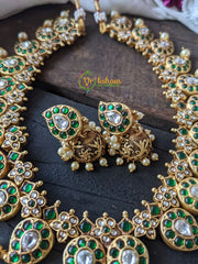 Precious Jadau Kundan Maanga Neckpiece -Green -J028