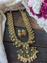 Precious Jadau Kundan Maanga Malai haram -Green -J027